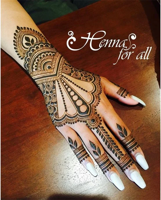 Subtle Tile Touch Blending Into Back Hand Mehndi Design